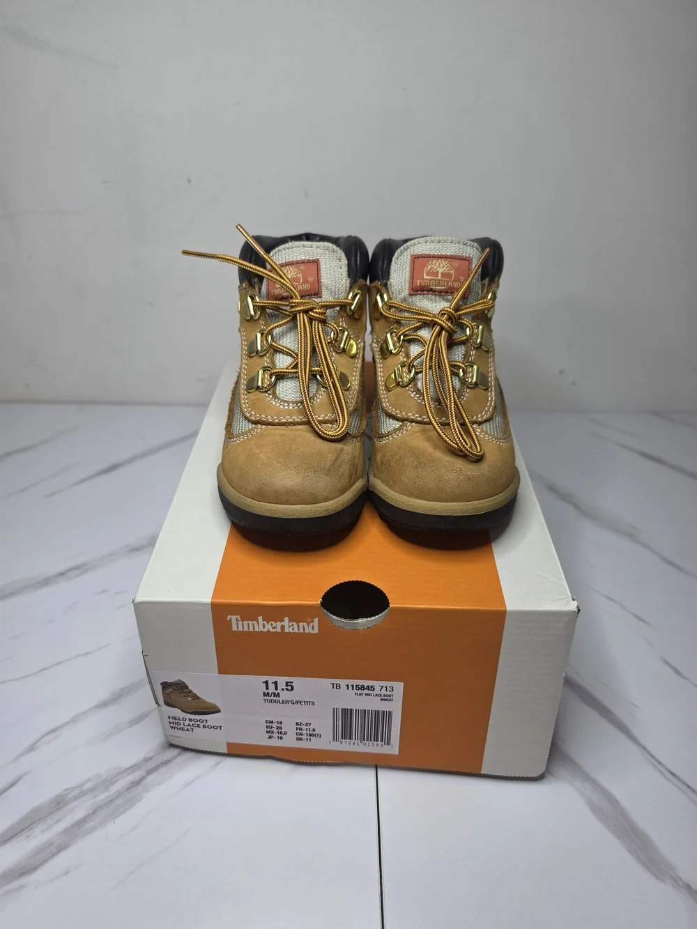 Timberland Kids Mid Lace Wheat Boots Size 11.5C